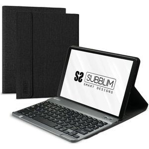 SUBBLIM Beschermhoes voor Samsung GT A8 10,5 inch X200/205 tablet met Bluetooth 5.2, Spaans toetsenbord, magneetsluiting, oplaadaansluiting, drie kijkhoeken, zwart