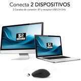 SUBBLIM Curve Ergo Dual Mouse - Zwart - Batterij - Duimondersteuning