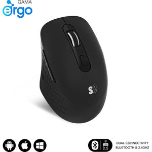 SUBBLIM Curve Ergo Dual Mouse - Zwart - Batterij - Duimondersteuning