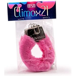 Climax21 - Erotisch speelgoed voor volwassenen - handboeien van zacht pluche - sluiting met sleutel - eenvoudig te verstellen - robuust en duurzaam - kleur roze