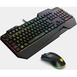 KROM Keyboard Combo +Muis KRUSHER -NXKROMKRSHRSP- Combo Gaming Keyboard + Muis - Semi-mechanisch toetsenbord met achtergrondverlichting, muis met optische sensor 6400 DPI LED 6 kleuren,zwart