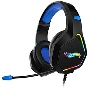 KROM NXKROMKANYONHW Hot Wheels Gaming-headset met flexibele microfoon, 7.1 geluid, RGB-led, flow-effect, verstelbare hoofdband, volumeregelaar, USB, pc, PS4, PS5, zwart