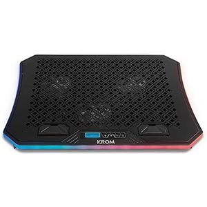 KROM KOOLER draagbare koelbasis -NXKROMKOOLER- Koelbasis voor laptops tot 19"", 6 ventilatoren, RGB, smartphonehouder, LCD-scherm en USB-HUB, zwart