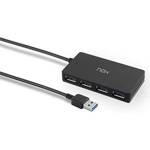 NOX USB HUB ONE - NXLITEHUBONE - USB 3.0, 4 USB-poorten, Windows XP/Vista/7/8/10; Mac OS 10.x; Linux, kleur zwart