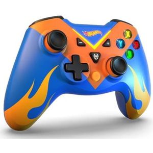 KROM KEY PRO Hot Wheels Gamepad met kabel, X-input en directe input, joystick en analoge triggers, turbo-functie, Bluetooth 2.1, compatibel met pc en Nintendo Switch, blauw