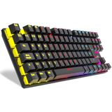 KROM Gaming KASIC TKL SPANISH -NXKROMKASICTKL- RGB Regenboog mechanisch toetsenbord, geen numeriek toetsenbord, gamemodus, anti-gohsting, Windows 7/8/8.1/10, USB, SP-indeling, zwart