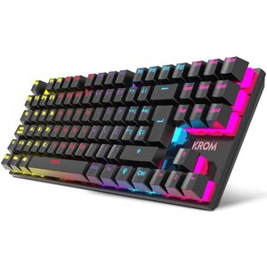 Krom KASIC TKL RGB Rainbow mechanisch gamingtoetsenbord, zonder cijferblok, speelmodus, anti-gohsting, Windows 7/8/8.1/10, USB, Spaanse lay-out, zwart