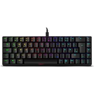 OZONE Mini Gaming Keyboard TACTICAL -OZTACTICALDE- Mechanisch toetsenbord zonder numeriek toetsenbord, Bluetooth, Outemu rode schakelaars, RGB LED-verlichting, stil, lay-out Duits, zwart
