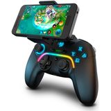 KROM Gamepad KAYROS - NXKROMKAYROS Gamepad, bekabeld, draadloos, ontworpen voor wedstrijden, configureerbare toetsen en macro's, pc, switch, Android, iOS, RGB-led, smartphonehouder, zwart