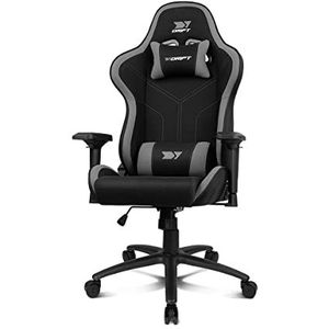 Drift DR110 Gaming Chair -DR110BGRAY - Professionele gamingstoel, stof, 4D-armleuningen, stille wielen, klasse 4 zuiger, helling, nek-/lendenkussen, zwart/grijs