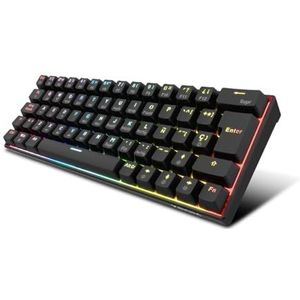 KROM KYARA - RGB Mechanical Gaming Keyboard, Bluetooth 5.0, 2.4 GHz en USB, 60% design, verwisselbare schakelaars, compatibel met Windows, Android, IOS en MAC, Spaanse lay-out, zwarte kleur