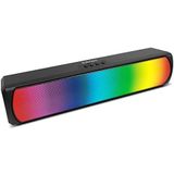 KROM K-Pop - Soundbar, 2 x 3 RMS, stereogeluid, Bluetooth, TF-kaartsleuf, RGB LED, USB, 3,5 mm jack AUX-aansluiting, afmetingen 280 x 59 x 60 mm, kleur: zwart