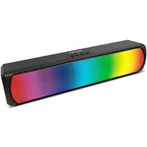 KROM K-POP- Soundbar 2x3 RMS, stereogeluid, Bluetooth, TF-kaartslot, RGB LED, USB, extra aansluiting 3,5 mm jack, afmetingen 280 x 59 x 60 mm, kleur zwart