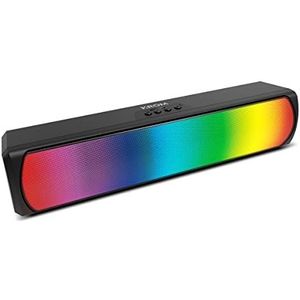 KROM K-Pop - Soundbar, 2 x 3 RMS, stereogeluid, Bluetooth, TF-kaartsleuf, RGB LED, USB, 3,5 mm jack AUX-aansluiting, afmetingen 280 x 59 x 60 mm, kleur: zwart