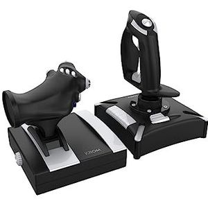 KROM K-FLIGHT - Joystick set, Flight simulator joystickset, Throttle/steering stick, interne vibratiemodus, synthetische grip voor betere grip, 2-assen, 2 POV, 16 knoppen, PC, PS4, PS5, Xbox One,