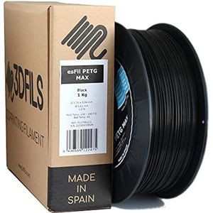 3DFILS PETG filament zwart voor 3D-print (1,75 mm / 1 kg, zwart)