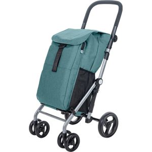 Carlett Classic Duo Boodschappentrolley - Tasinhoud 53L - Koelvak 10L - 4 wielen - Lichtgewicht - Opvouwbaar - Groen
