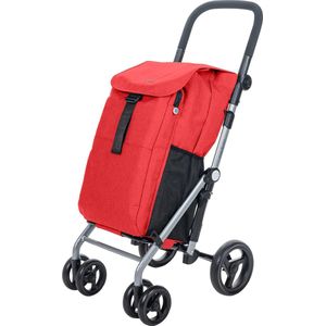 Carlett Classic Duo Boodschappentrolley - Tasinhoud 53L - Koelvak 10L - 4 wielen - Lichtgewicht - Opvouwbaar - Rood