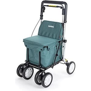 Carlett - boodschappenwagen en loopwagen met zitje voor ouderen - klasse I medisch goedgekeurd, opvouwbare wagen met 4 wielen, verwijderbare tas 36L/15kg en opbergbak - lichtgrijze kleur