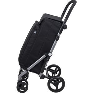 Carlett Lite Duo Boodschappentrolley - Tasinhoud 48L - Koelvak 10L - 4 wielen - Lichtgewicht - Opvouwbaar - Zwart