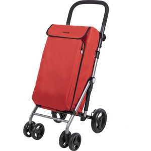Carlett - Boodschappentrolley, vouwwagen voor supermarkt, met 4 wielen en een grote capaciteit 25 kg, hoofdvak 48 l, thermische tas 10 l en waterdichte stof, kleur rood