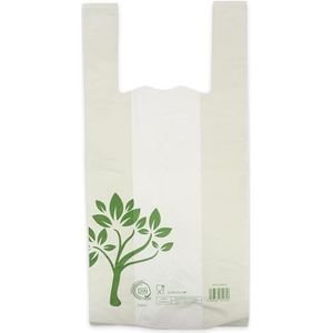 Monouso 100 plastic zakken, Be Eco, T-shirt-tas, Home Compost, biologisch afbreekbaar, robuust, verhuizing, supermarkt, 35 x 45 cm G70