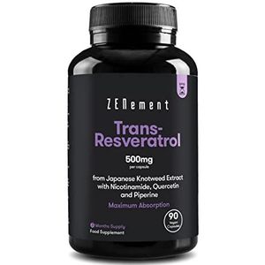 Trans-Resveratrol & NAD+ Liposomaal, met Quercetine en Piperine, 580 mg per Capsule, 90 Capsules - Anti-Aging en Sirtuine-Activator - Zenement
