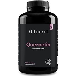 Quercetine – met Bromelaïne voor een Betere Opname – 500 mg Pure Quercetine, Gestandaardiseerd Extract (95%) – 180 Vegan Capsules – Zonder Additieven, Glutenvrij, Lactosevrij