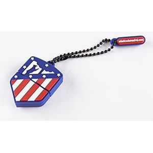 FRIENDLY LICENSE Atlético de Madrid USB-Stick, 32 GB, Form und Farben des Clubwappens, inklusive kleinem Anhänger, gummierte Oberfläche und geringes Gewicht, offizielles Produkt des Teams