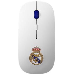 FRIENDLY LICENSE Real Madrid Club de Football Draadloze computermuis, nauwkeurige toetsaanslagen, USB-ontvanger, wapen van Real Madrid, ergonomisch design, officieel product van het team