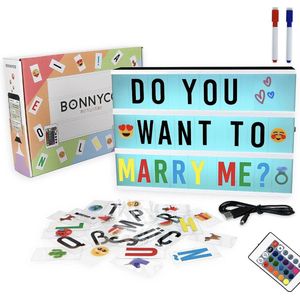 Led Lichtbak A4 Kleur Veranderende met 400 Letters & Emojis, Afstandsbediening & 2 Light Box 16 Kleuren & Programma`s | Letterbak Nieuwe Geschenken voor Kerstmis & Verjaardagen