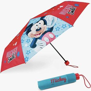 Windproof Mickey Mouse Paraplu Voor Kinderen - BONNYCO | Opvouwbare Paraplu met Tas, Rugzak of Reistas | Compacte Paraplu met Stevige Structuur | Mini-paraplu voor Jongens - Geschenk voor Jongens