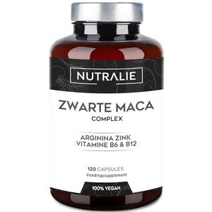 Zwart Maca Andean 32.000mg - Potentie 20:1 + Energie met L-arginine + Zink + B6 + B12 - Peruaanse maca voor Mannen en Vrouwen - 120 Capsules Black Maca Complex Nutralie