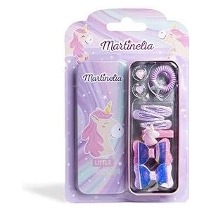 Martinelia Haaraccessoires voor meisjes, eenhoorn, accessoires voor kinderen, in opbergdoos, haarspeldjes, haarspelden en elastiekjes, eenhoorns en hartjes