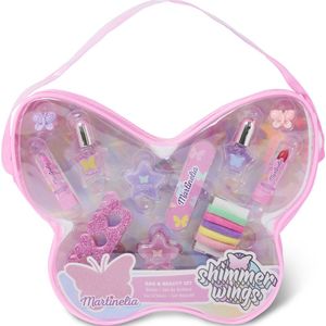 Kinder make-up en haaraccessoires in vlinderetui tasje rose lila - cadeautip Martinelia reisetui Shimmer Wings