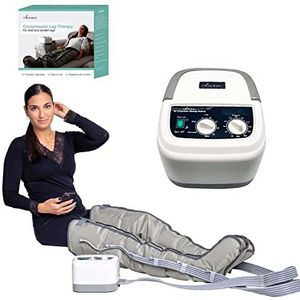 Edicare, Pressotherapie voor thuis, voor vermoeide benen en voeten, 6 ventielen, bevordert een betere doorbloeding, lymfedrainage, eenvoudig in gebruik, professionele efficiëntie (apparaat en benen)