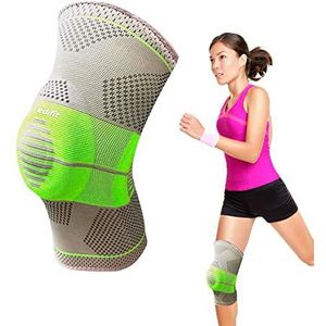 Edifit, kniesteun, kniebrace voor mannen, kniesteun voor hardlopen, gewrichtspijn, compressie, verstelbaar, met Patella Gel Pad en Zijstabilisatoren (Geel, XL)