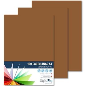 Raylu Paper® A4 100 stuks bruin 180 g 210 x 297 mm ideaal voor binden, kantoorwerk, tekenen, knutselen, school geschikt (bruin)