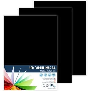 Raylu Paper® A4 100 stuks zwart 180 g 210 x 297 mm ideaal voor boekbinders, kantoorwerk, tekenen, knutselen, school geschikt (zwart)