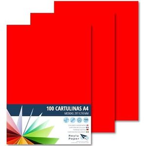 Raylu Paper® A4 100 stuks rood 180 g 210 x 297 mm ideaal voor boekbinders, kantoorwerk, tekenen, knutselen, school geschikt (rood)
