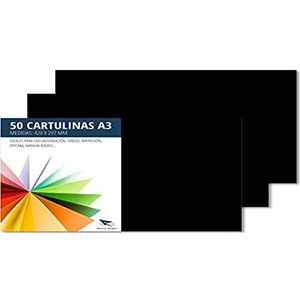 Raylu Paper® - A3 50 stuks, 180 g/m², 420 x 297 mm, gekleurde A3-dozen met soft-touch, perfect voor verband, kantoor, tekenen en knutselen (zwart)