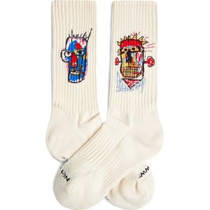 Jimmy Lion unisex sokken athletic basquiat heads 1982 beige (Basquiat)