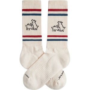 Jimmy Lion unisex sokken athletic two dogs beige (Keith Haring)