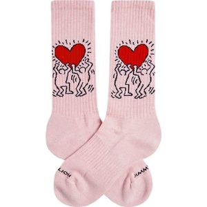 Jimmy Lion unisex sokken athletic heart roze (Keith Haring)