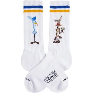 Jimmy Lion unisex sokken athletic road runner vs coyote wit (Looney Tunes)