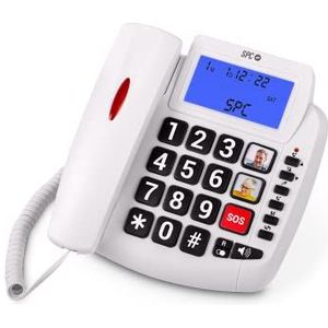 SPC Comfort Volume 2 - Vaste telefoon voor senioren, grote toetsen, hoorapparaatcompatibel, 3 directe geheugens, beller-ID en lichtsignaal - Wit
