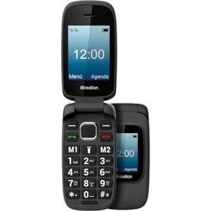 iCreation C30 - Zwarte mobiele telefoon met dubbel display (2,4 inch + 1,77 inch), grote toetsen en cijfers, 2 directe geheugen, Bluetooth, grote batterij 800 mAh, USB-C en Dual SIM