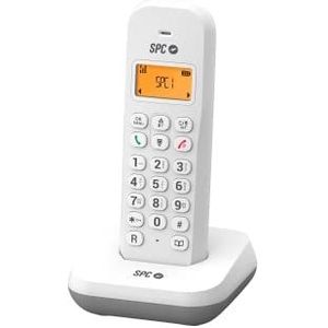 SPC Keops - Draadloze telefoon met verlicht display, beller-ID, 50 contacten, eco-modus, gap-compatibiliteit, datum en tijd op het scherm, wit