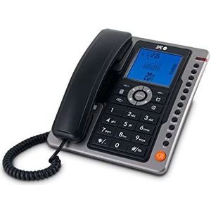 SPC Office Pro - Tafeltelefoon met groot, verlicht, batterij-aangedreven display, 7 geheugenplaatsen, beller-ID en handsfree, zwart