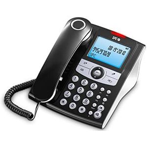 SPC Elegance ID – Vaste telefoon met verlicht display, 2 directe opslagen, telefoonboek, beller-ID, handsfree-installatie en weergave voor gemiste oproepen, zwart